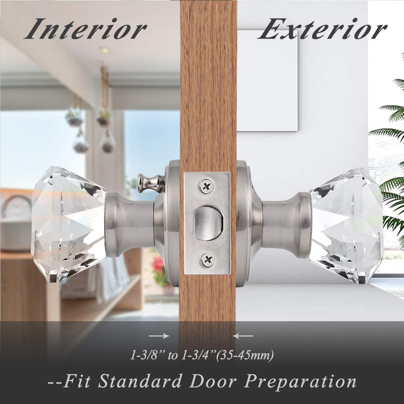 Probrico Crystal Privacy Door Knobs Keyless Lock with Round Rosette & Reviews Wayfair